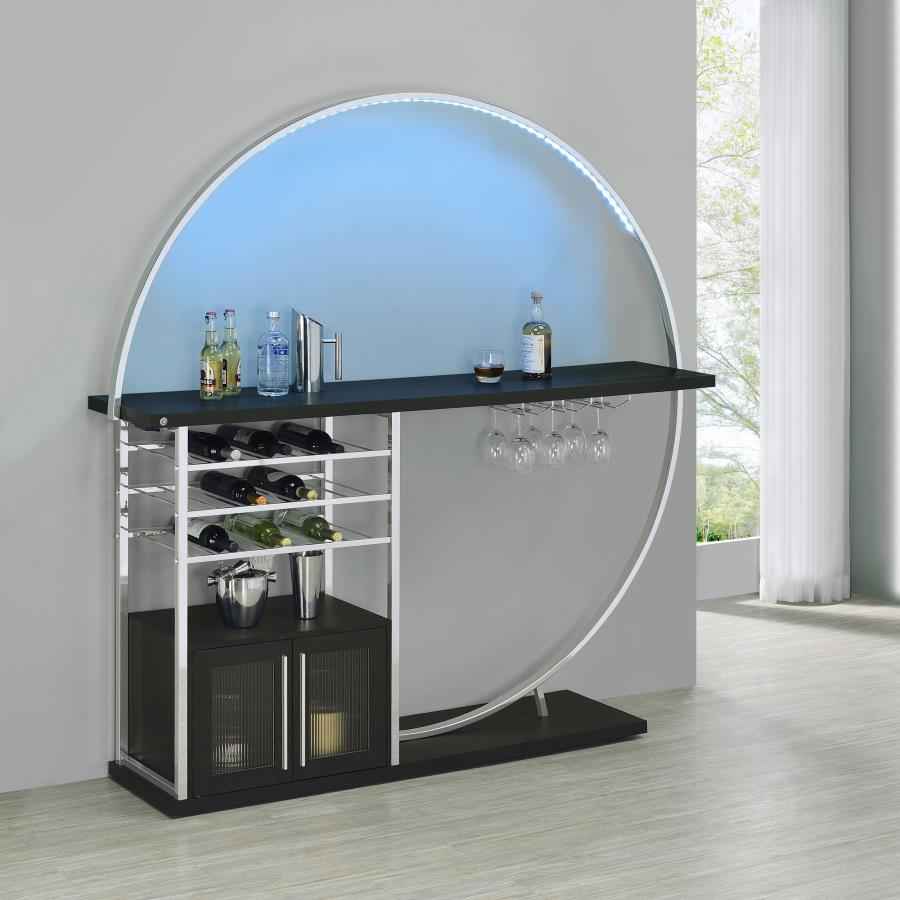 Risley 2-door Circular LED Wine Cabinet Dark Charcoal - Home & Sleep Outlet