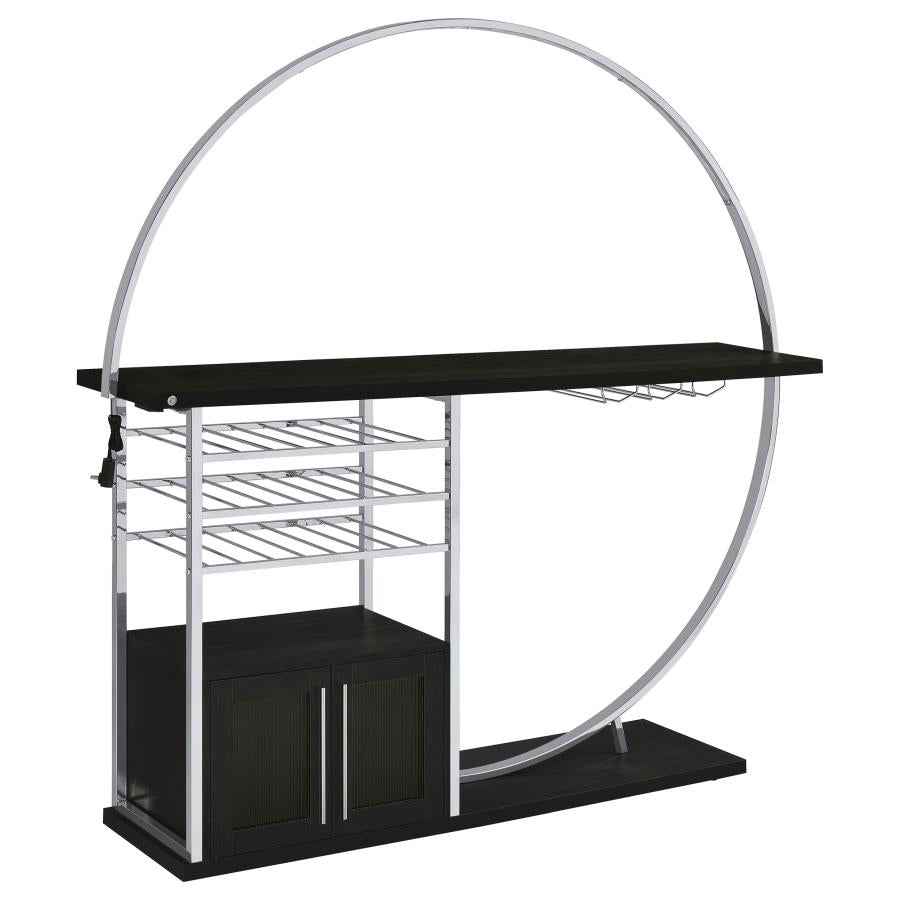Risley 2-door Circular LED Wine Cabinet Dark Charcoal - Home & Sleep Outlet