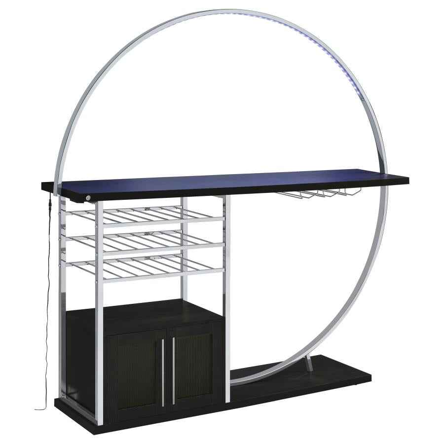 Risley 2-door Circular LED Wine Cabinet Dark Charcoal - Home & Sleep Outlet