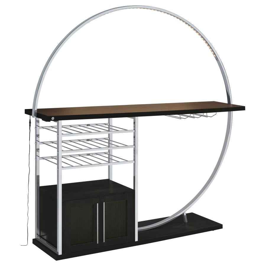 Risley 2-door Circular LED Wine Cabinet Dark Charcoal - Home & Sleep Outlet
