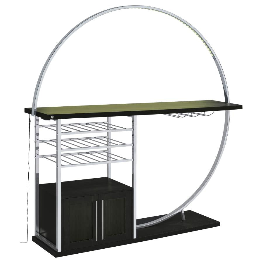 Risley 2-door Circular LED Wine Cabinet Dark Charcoal - Home & Sleep Outlet