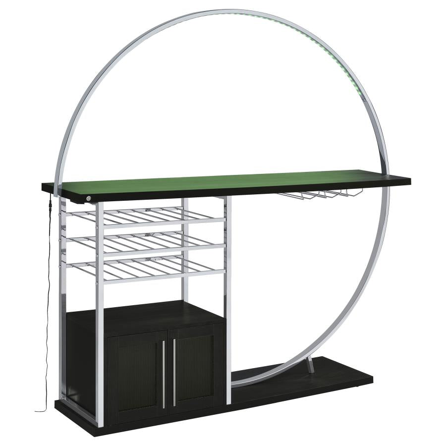 Risley 2-door Circular LED Wine Cabinet Dark Charcoal - Home & Sleep Outlet