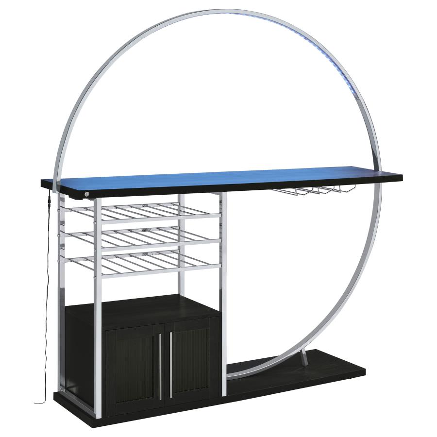 Risley 2-door Circular LED Wine Cabinet Dark Charcoal - Home & Sleep Outlet