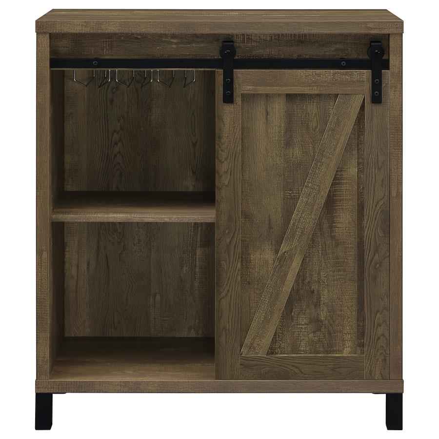 Arlington Sliding Door Home Bar Wine Cabinet Rustic Oak - Home & Sleep Outlet