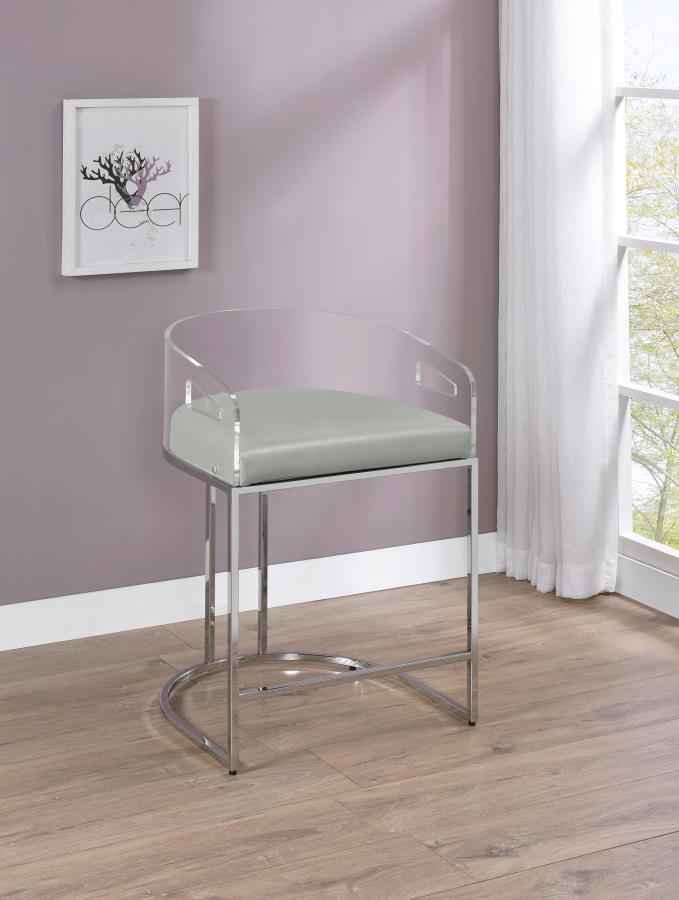 Thermosolis Clear Acrylic Counter Chair Chrome (Set of 2) - Home & Sleep Outlet