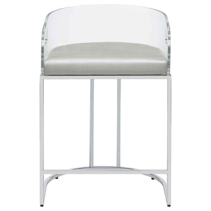 Thermosolis Clear Acrylic Counter Chair Chrome (Set of 2) - Home & Sleep Outlet