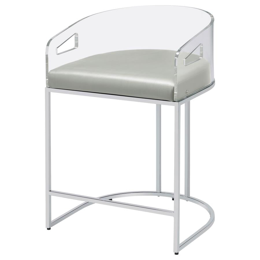 Thermosolis Clear Acrylic Counter Chair Chrome (Set of 2) - Home & Sleep Outlet
