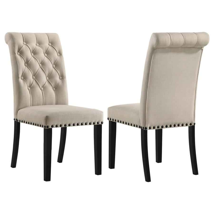 Alana Fabric Upholstered Dining Side Chair Beige (Set of 2)
