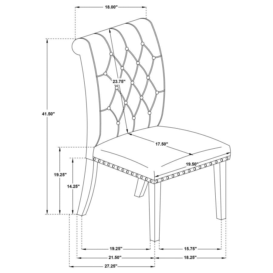 Alana Fabric Upholstered Dining Side Chair Beige (Set of 2)