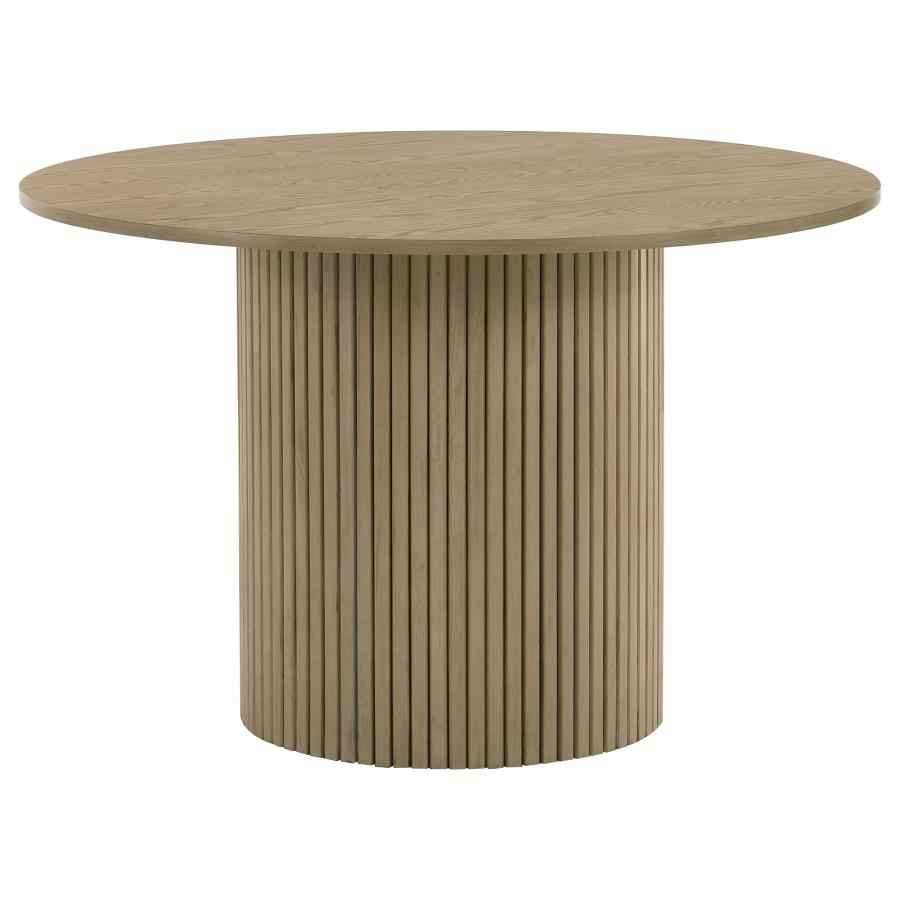 Hamlyn 5-piece Round Wood Dining Set Cream and Natural Oak