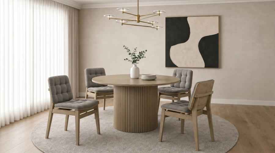 Hamlyn 5-piece Round Wood Dining Set Grey and Natural Oak