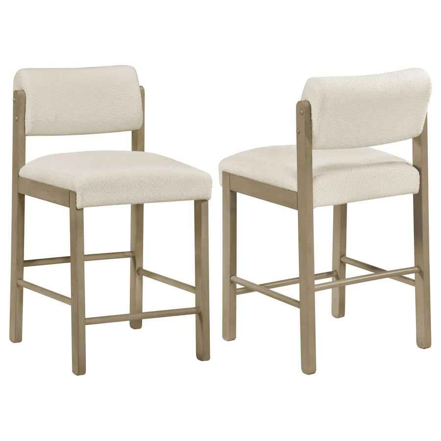 Kehoe Upholstered Counter Height Chair Cream and Natural Oak (Set of 2)