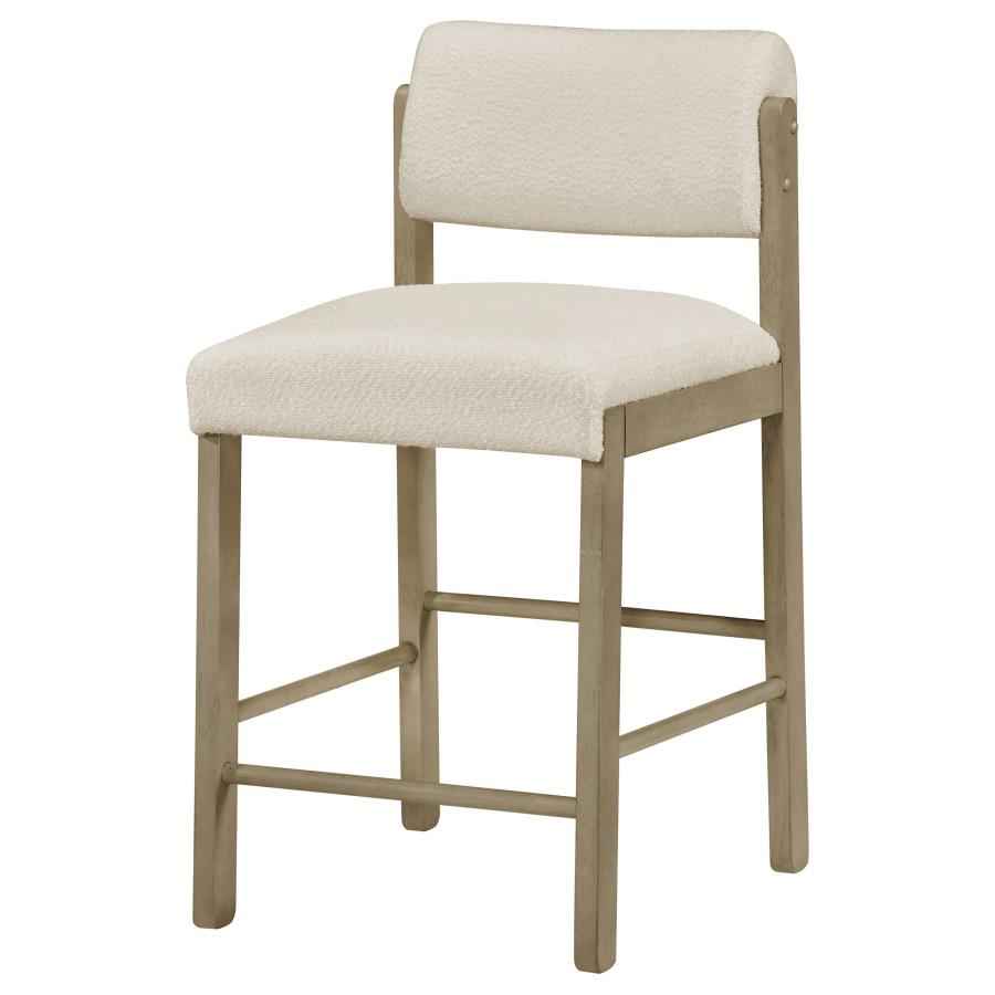 Kehoe Upholstered Counter Height Chair Cream and Natural Oak (Set of 2)