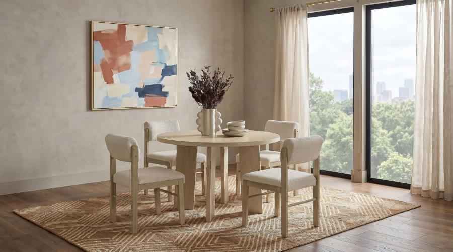 Strouse 5-piece Dining Set Cream and Natural Oak