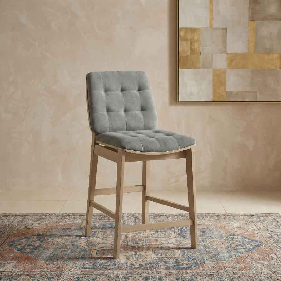 Redbridge Upholstered Counter Chair Grey and Natural Oak (Set of 2)