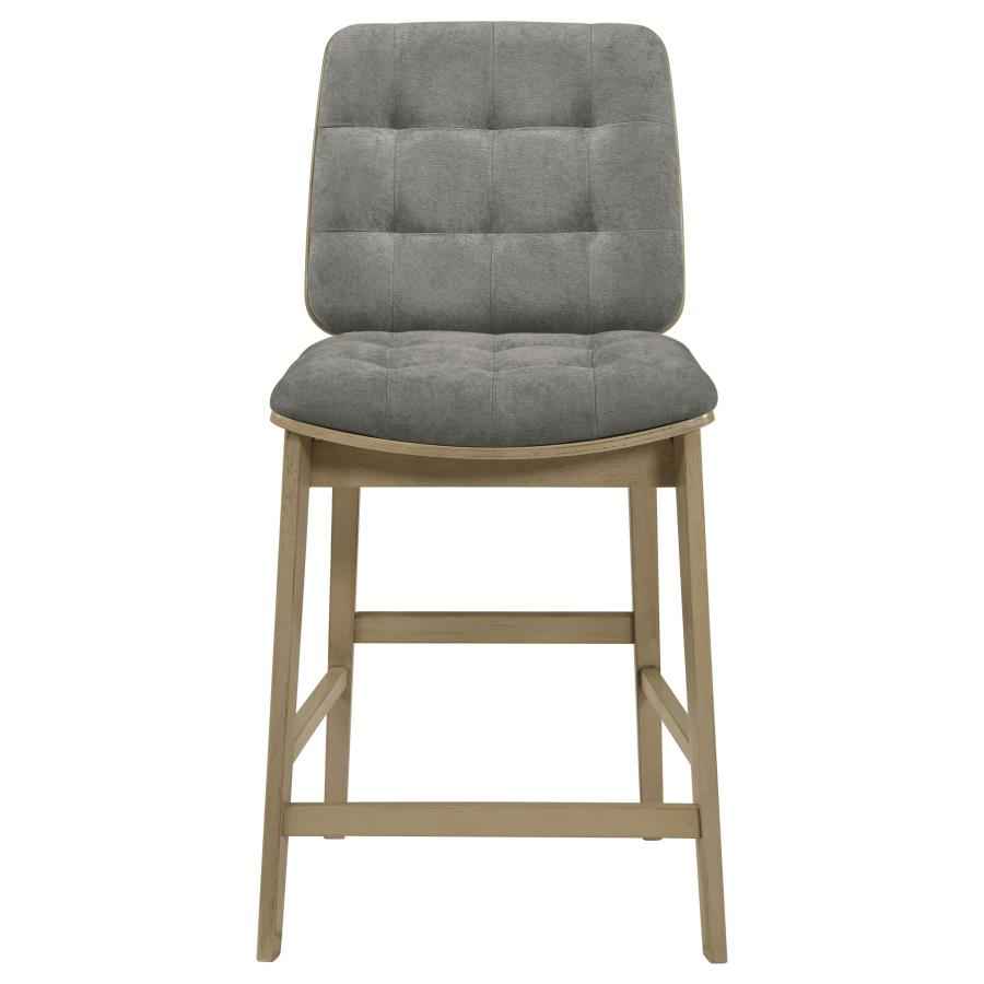 Redbridge Upholstered Counter Chair Grey and Natural Oak (Set of 2)