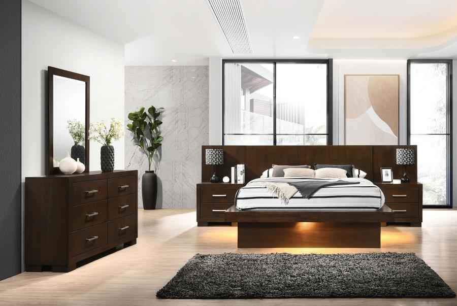 Jessica 5-piece Queen LED Bedroom Set Cappuccino - Home & Sleep Outlet