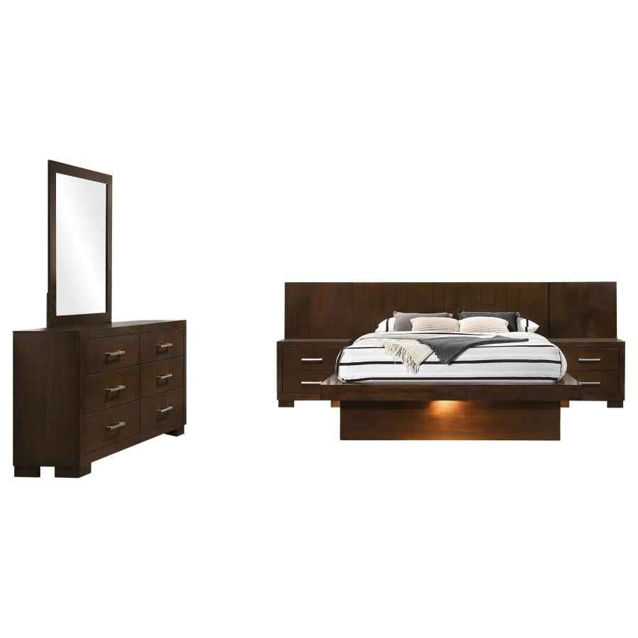 Jessica 5-piece Queen LED Bedroom Set Cappuccino - Home & Sleep Outlet