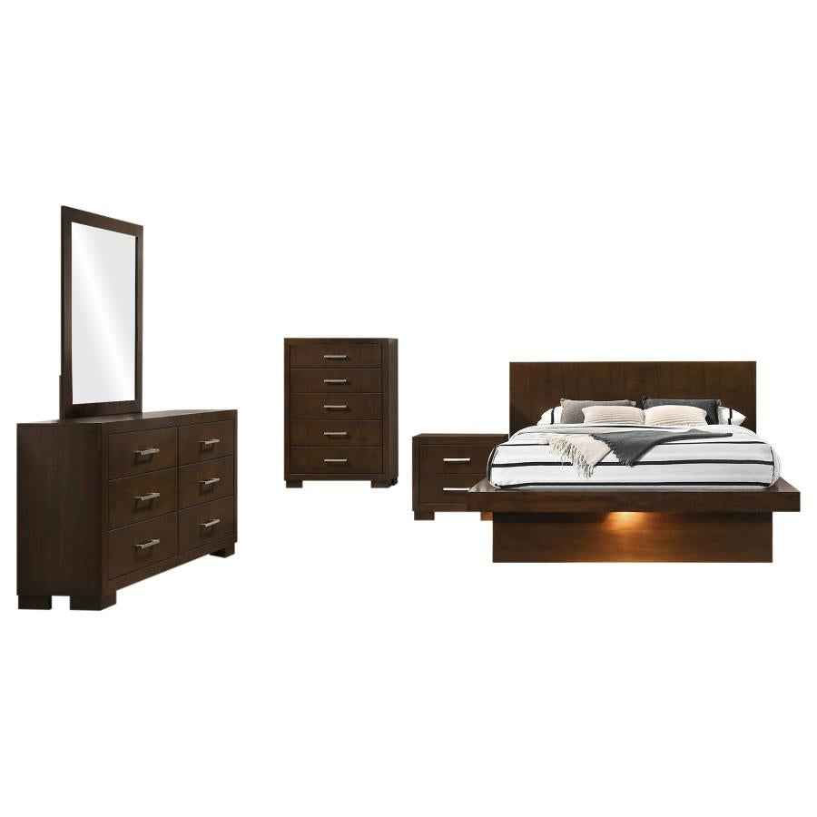 Jessica 5-piece Queen LED Bedroom Set Cappuccino - Home & Sleep Outlet