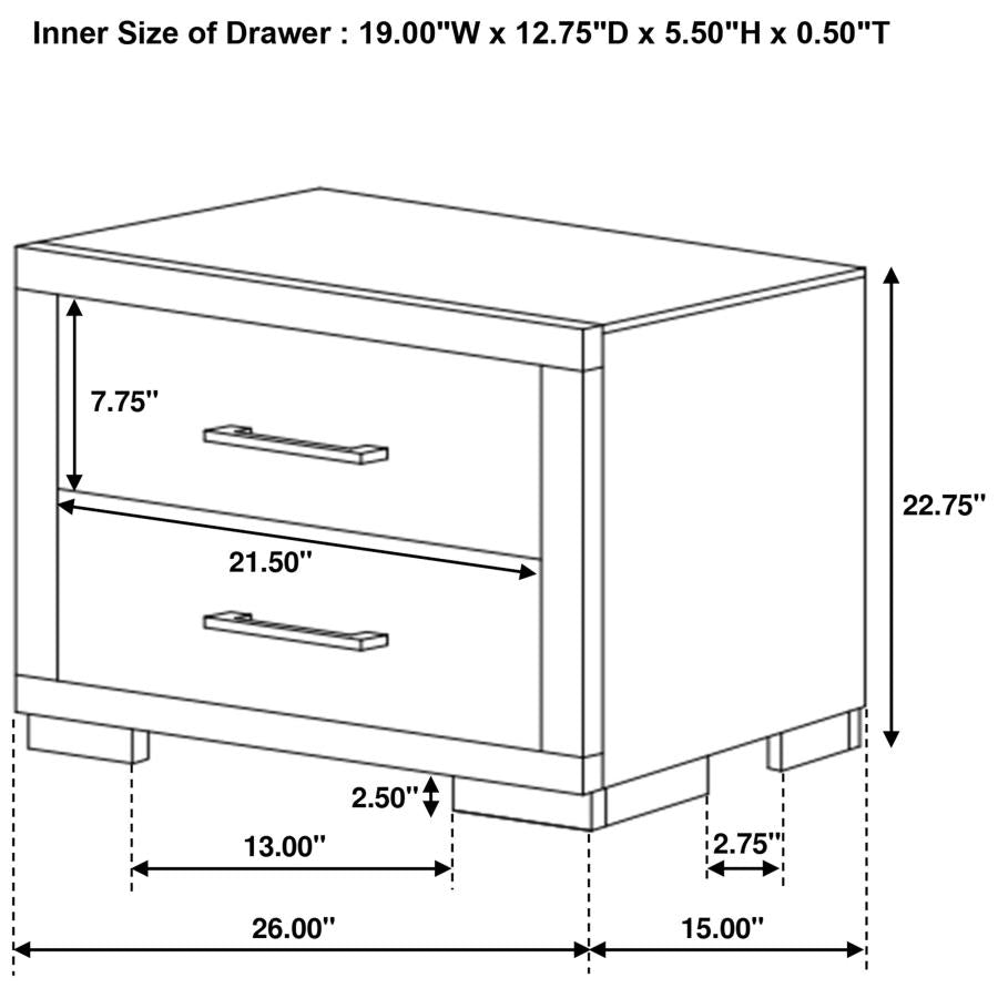 Jessica 2-drawer Nightstand Cappuccino - Home & Sleep Outlet