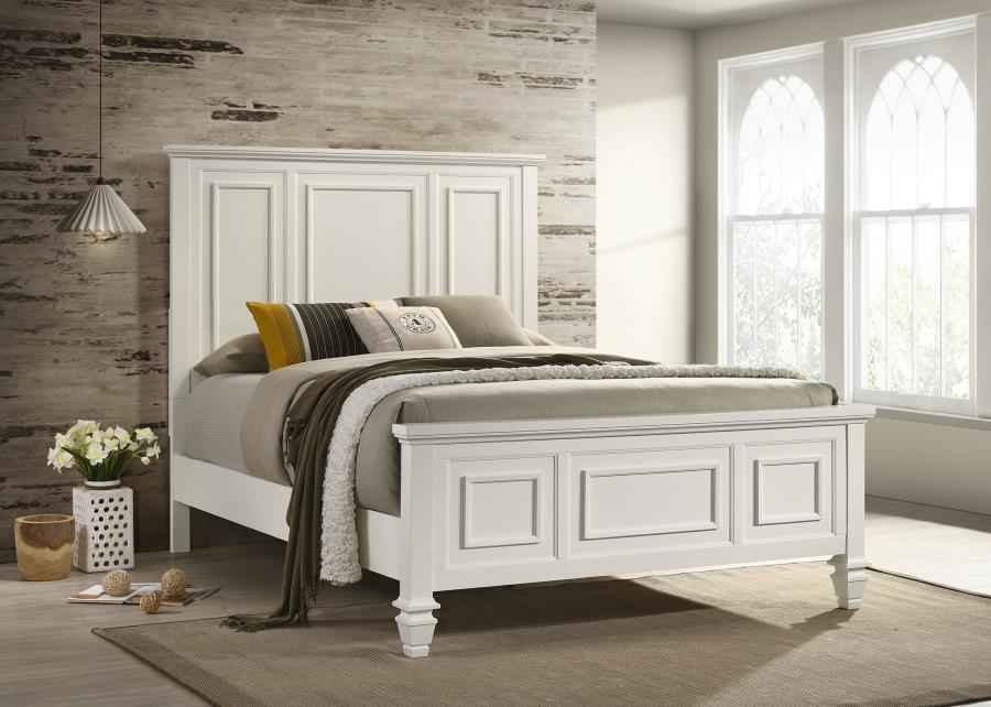 Sandy Beach Wood Queen Panel Bed Cream White - Home & Sleep Outlet