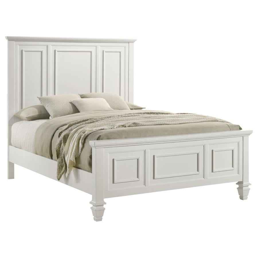 Sandy Beach Wood Queen Panel Bed Cream White - Home & Sleep Outlet