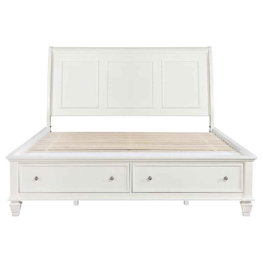 Sandy Beach Wood Eastern King Storage Panel Bed Cream White