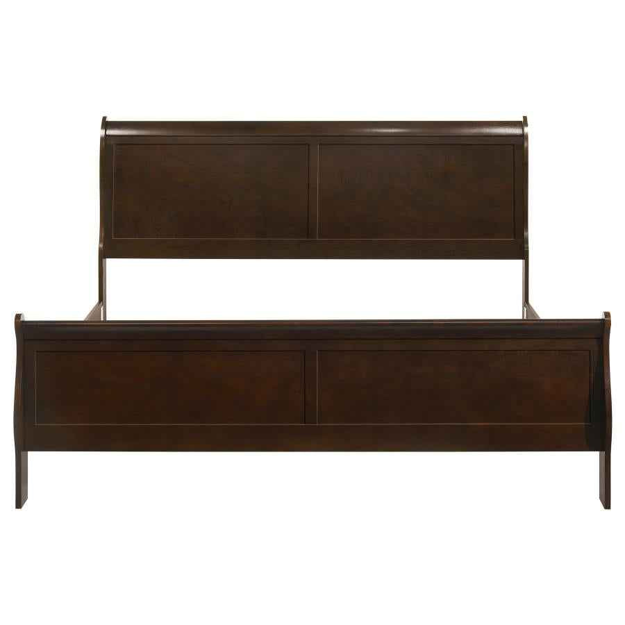 Louis Philippe Wood Eastern King Sleigh Bed Cappuccino
