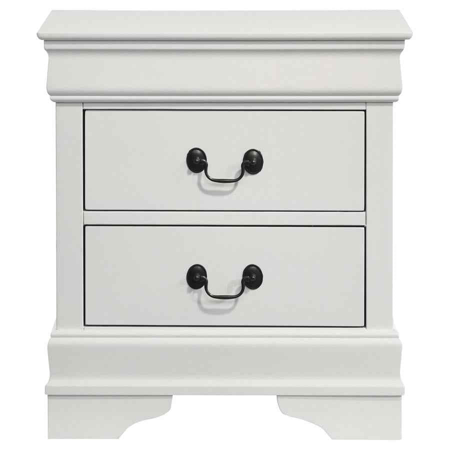 Louis Philippe 2-drawer Nightstand Bedside Table White