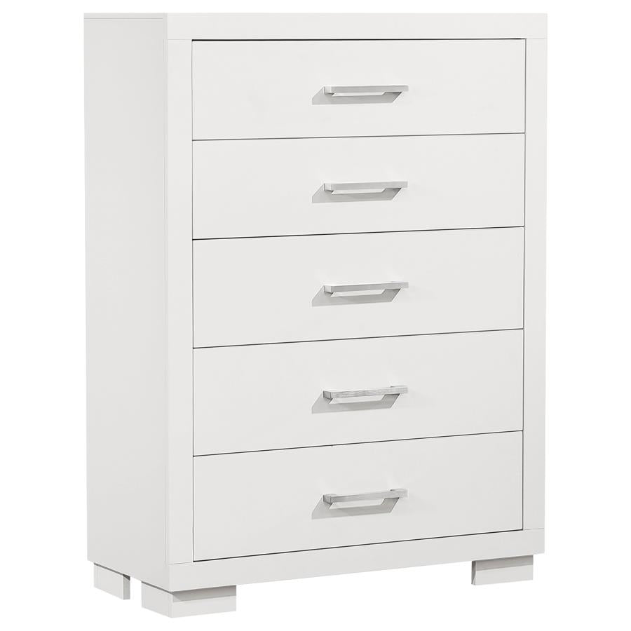 Jessica 5-piece Eastern King LED Bedroom Set Snow White