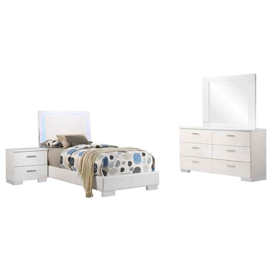 Felicity 4-piece Twin Bedroom Set White High Gloss