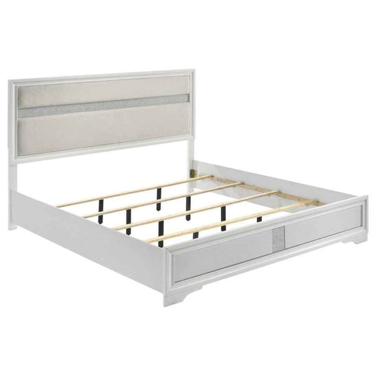 Miranda 54-inch Upholstered Eastern King Panel Bed White