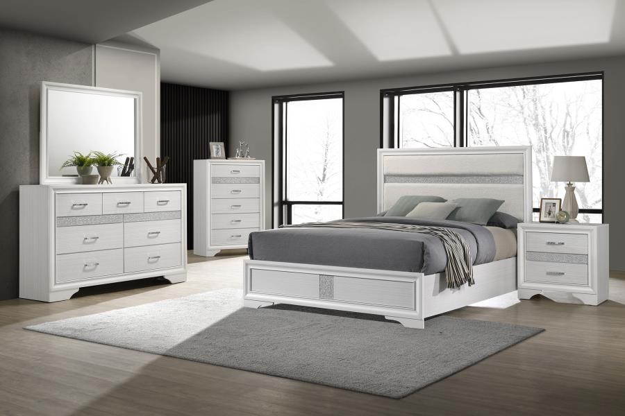 Miranda 54-inch Upholstered Eastern King Panel Bed White - Home & Sleep Outlet