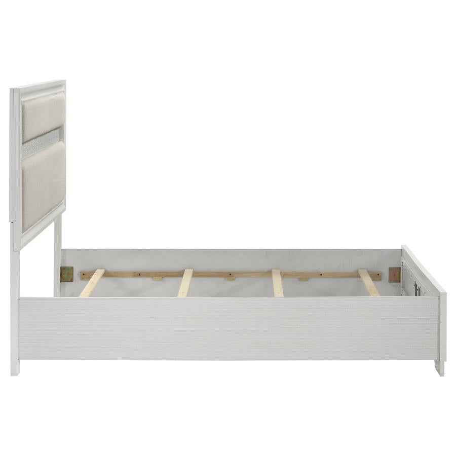 Miranda 54-inch Upholstered Queen Panel Bed White - Home & Sleep Outlet
