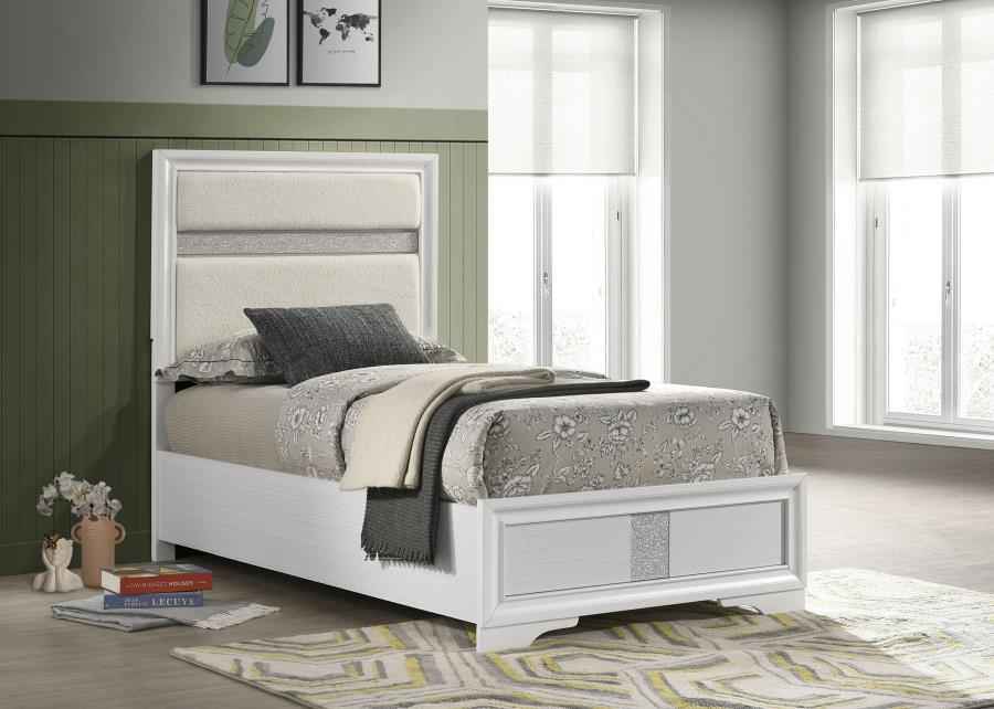 Miranda 54-inch Upholstered Twin Panel Bed White - Home & Sleep Outlet