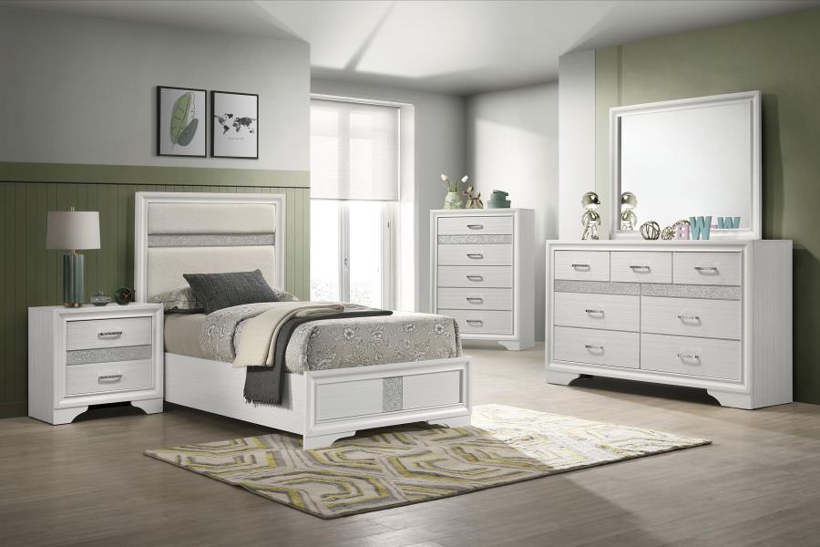 Miranda 54-inch Upholstered Twin Panel Bed White - Home & Sleep Outlet