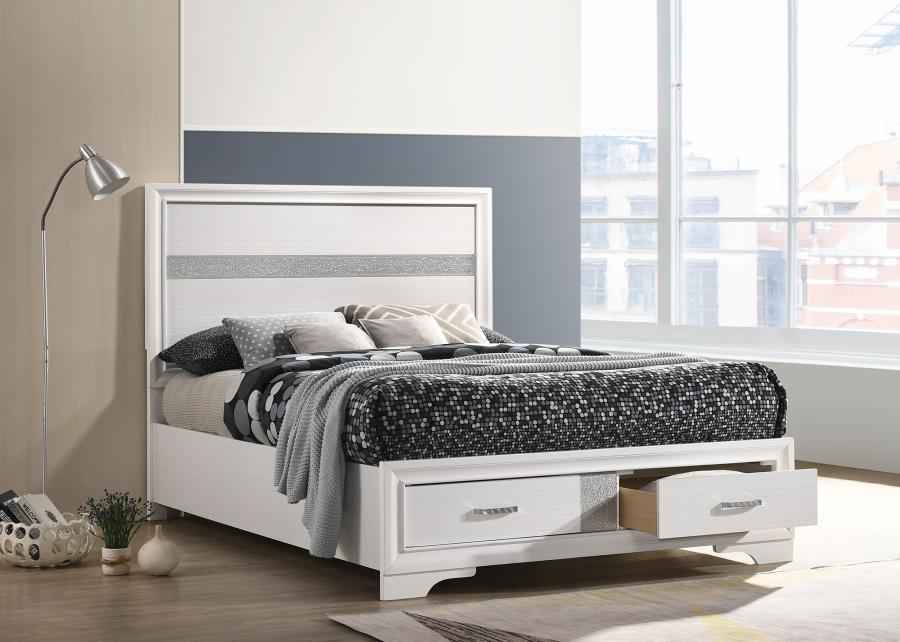 Miranda 51-inch Wood Full Storage Panel Bed White - Home & Sleep Outlet