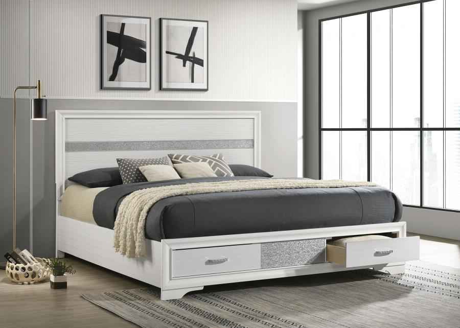 Miranda 51-inch Wood Eastern King Storage Panel Bed White - Home & Sleep Outlet