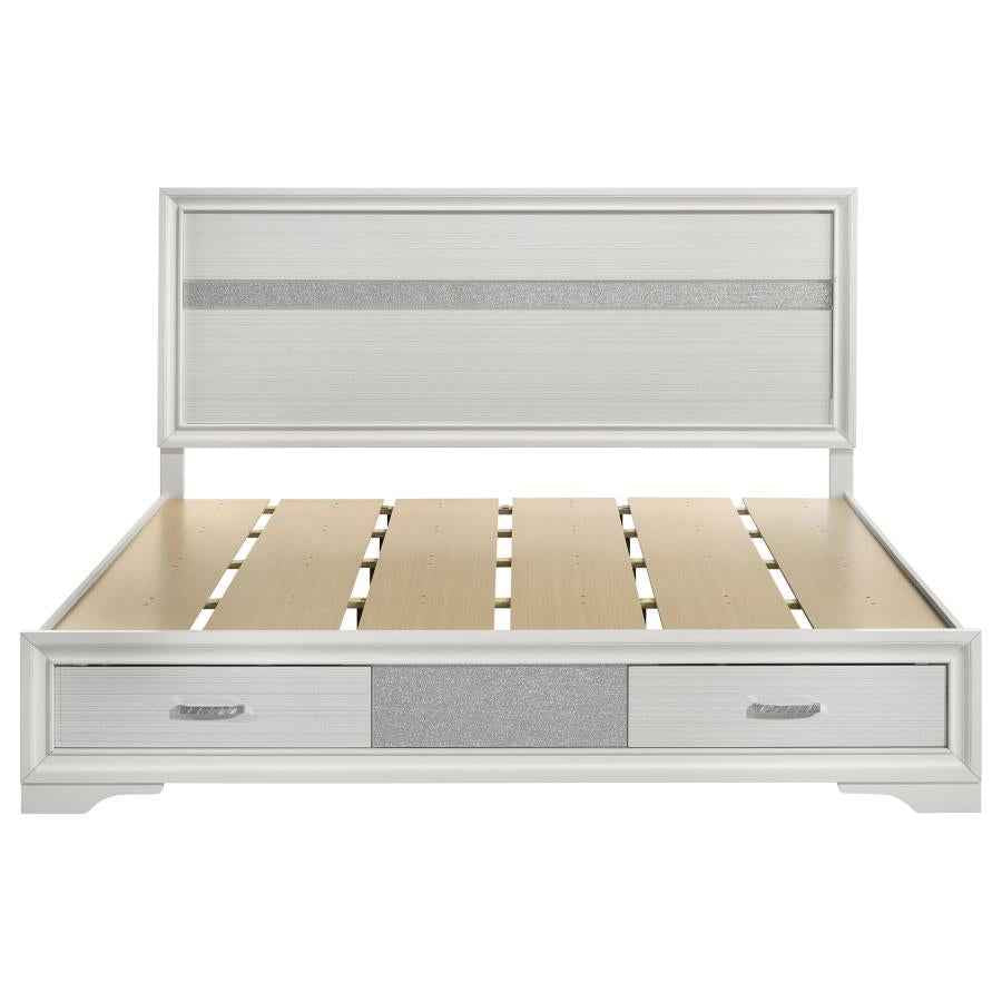 Miranda 51-inch Wood Eastern King Storage Panel Bed White - Home & Sleep Outlet