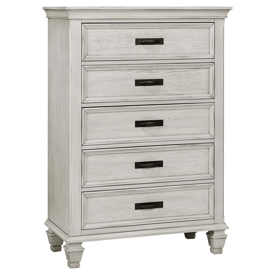 Franco 5-piece Eastern King Bedroom Set Distressed White