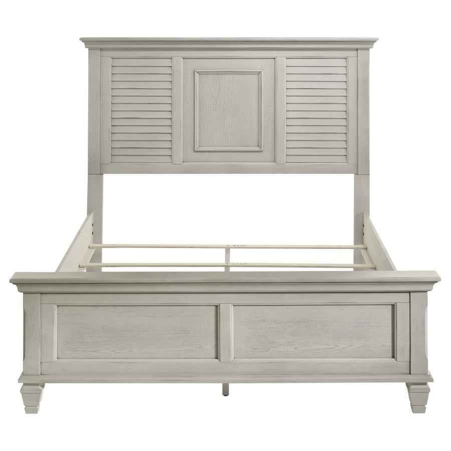 Franco Wood Queen Panel Bed Distressed White