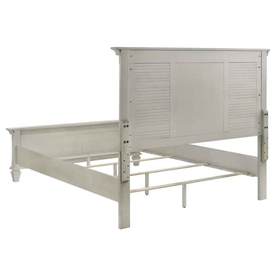Franco Wood Queen Panel Bed Distressed White