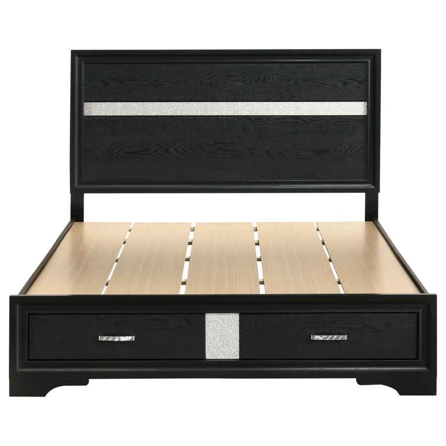 Miranda 51-inch Wood Queen Storage Panel Bed Black