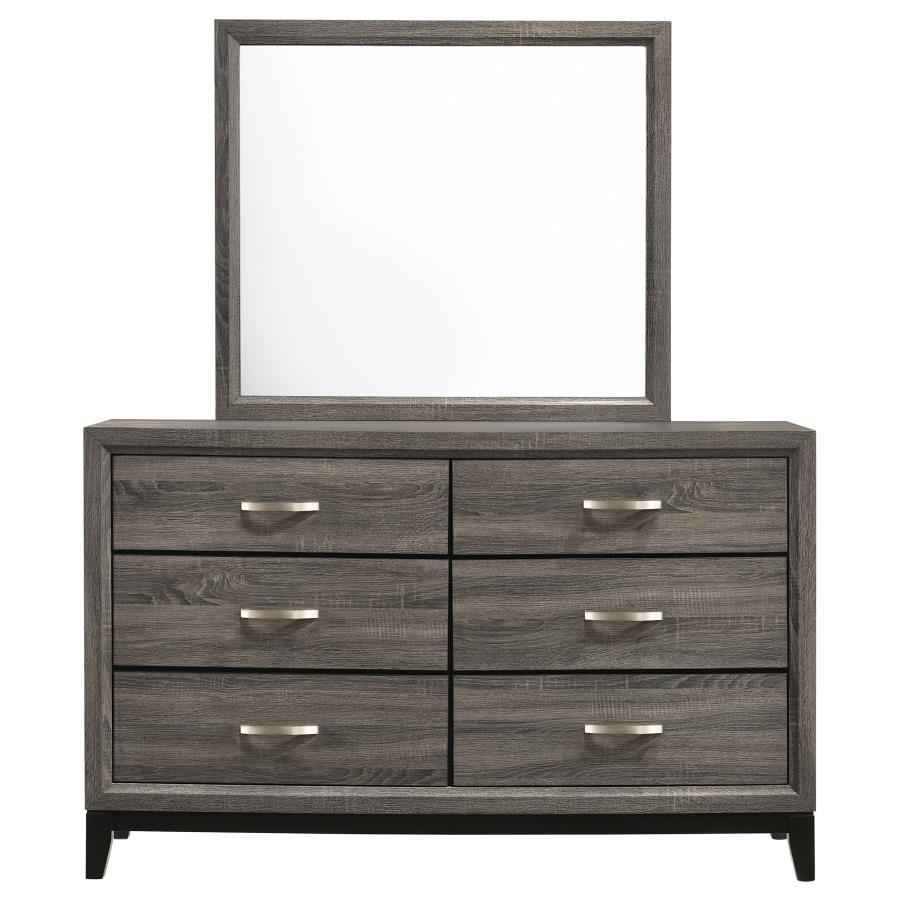 Watson 6-drawer Dresser with Mirror Grey Oak