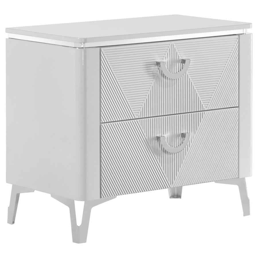 Cassia 4-piece Queen LED Bedroom Set White High Gloss