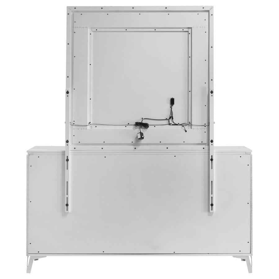 Cassia 6-drawer Dresser Cabinet with Mirror White High Gloss