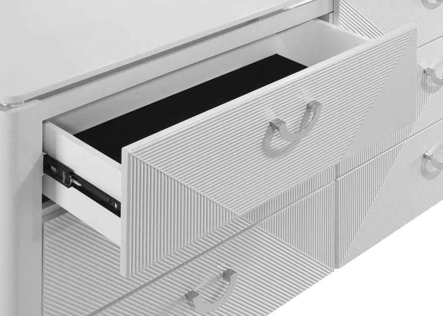 Cassia 6-drawer Bedroom Dresser Cabinet White High Gloss