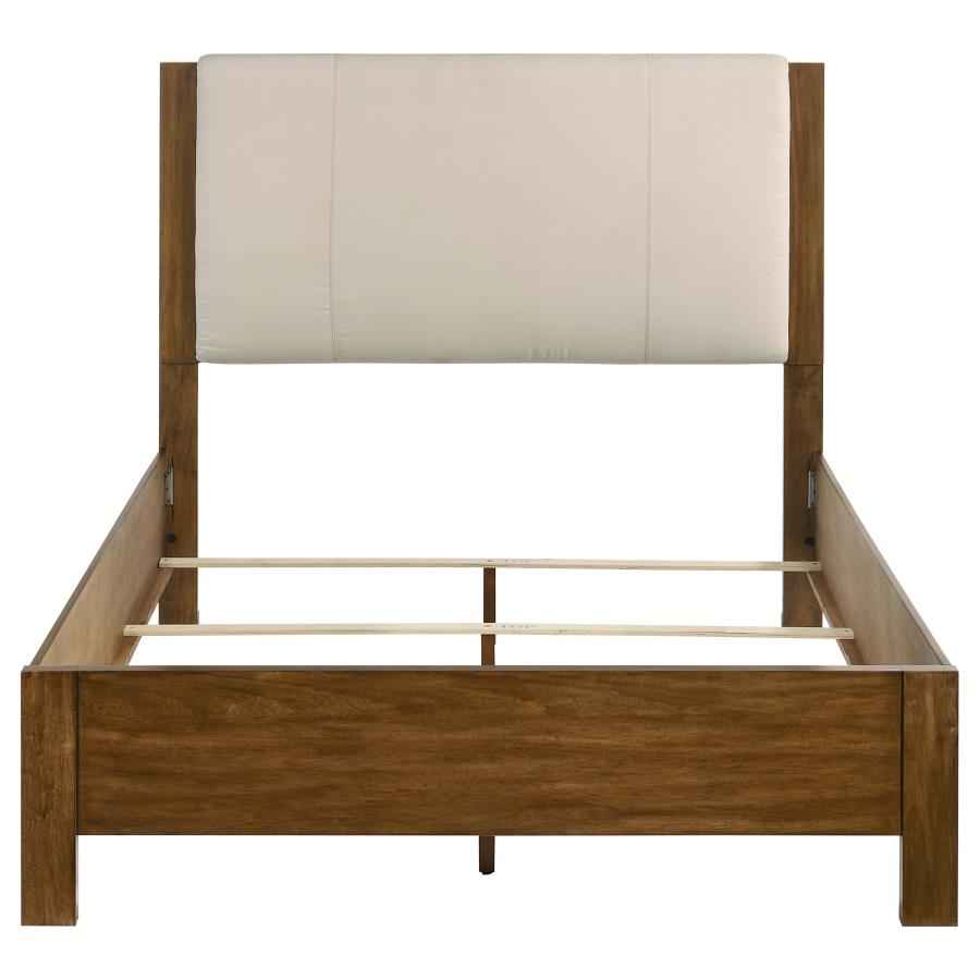 Adderley Queen Wood Panel Bed Cream and Warm Brown - Home & Sleep Outlet