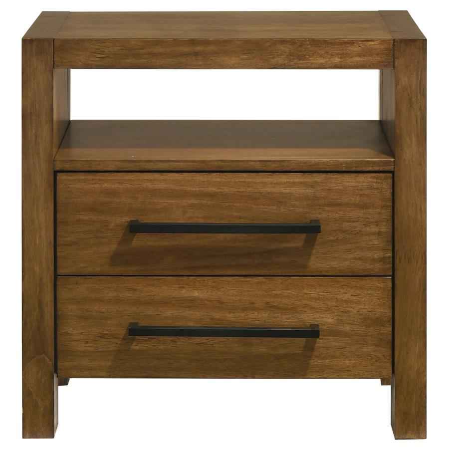 Adderley 2-drawer Nightstand Bedside Table Warm Brown - Home & Sleep Outlet