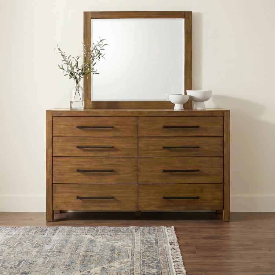 Adderley 8-drawer Bedroom Dresser and Mirror Warm Brown - Home & Sleep Outlet